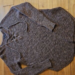 American Eagle Outfitters Brown V-Neck Sweater